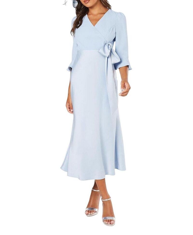 コースト レディース トップス ワンピース フリル サテン Coast Ruffle Sleeve Satin Wrap Dress Pale Blue ブルー