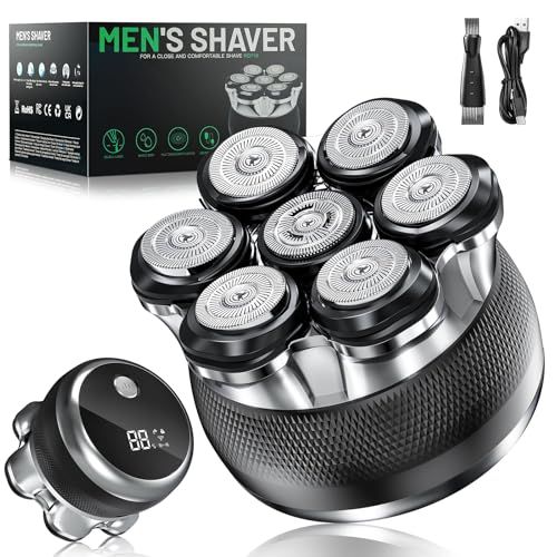 【新品】スキンヘッド用シェーバー 7Dスキンヘッド マグネット着脱式 ハゲ用 坊主用 頭髪シェーバー パワーフル 坊主頭 回転 ひげそり髭剃り IPX6防水 乾湿両用 スキンヘッド用バリカン メンズシェーバー 回転式 LEDディスプレイ TY 6085cd8d