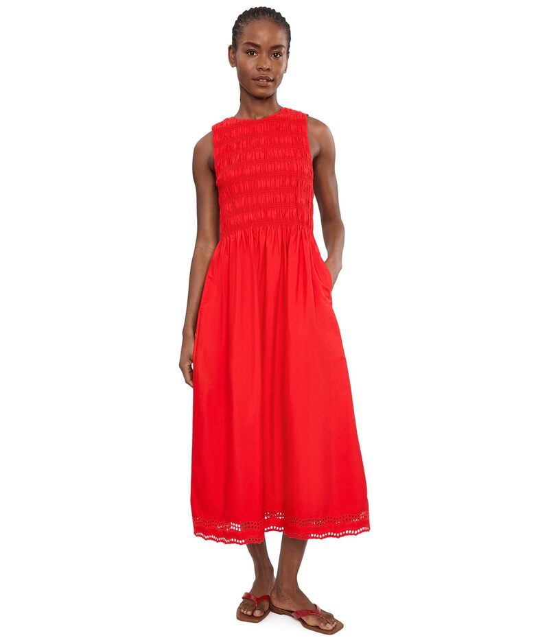 メイドウェル レディース トップス ワンピース ミディ シャーリング 刺繍 Madewell Thembroidered Melody Smocked Midi DressWo Wild Poppy