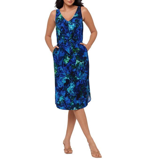 ミラクルスーツ レディース トップス ワンピース Vネック ミディ ノースリーブ Miraclesuit Celestial Bloom Tali VNeck Sleevelesside Pocket
