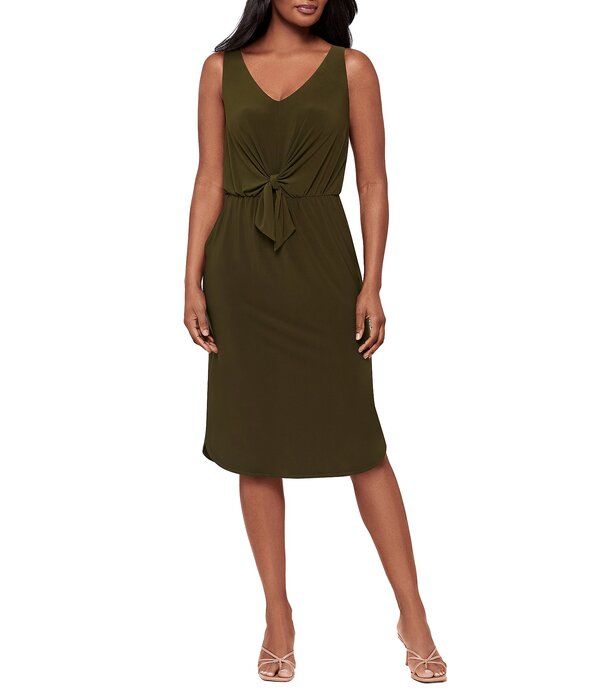 ミラクルスーツ レディース トップス ワンピース Vネック ミディ ノースリーブ Miraclesuit Solid Tali VNeck Sleeveless Knotted Waist Shapi