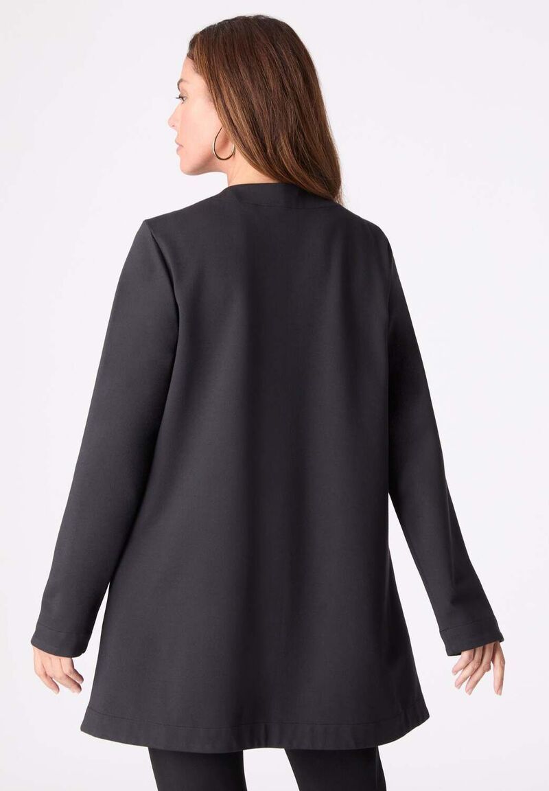 ロアマンズ レディース アウター ジャケット・ブルゾン ドレープラスサイズ Roamans Womens Plusize Ultimate Ponte Drape Collar Jacket Blac