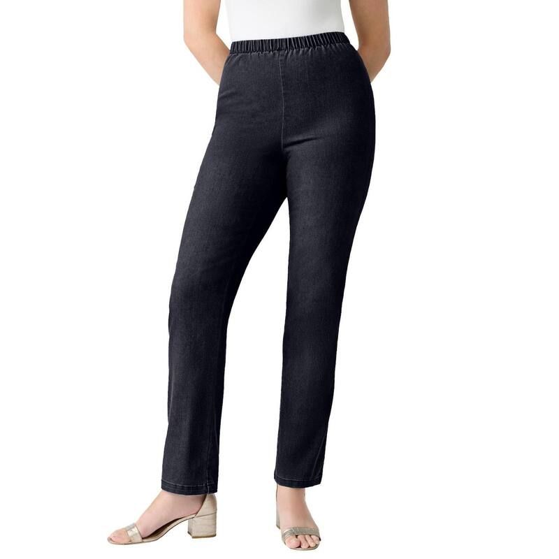ロアマンズ レディース ボトムス デニムパンツ ストレート プラスサイズ Roamans Womens Plusize Comfort Stretch Straight Leg Jean Indigo