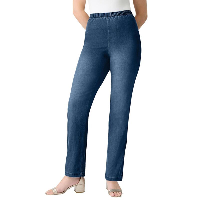 ロアマンズ レディース ボトムス デニムパンツ ストレート プラスサイズ Roamans Womens Plusize Comfort Stretch Straight Leg Jean Medium