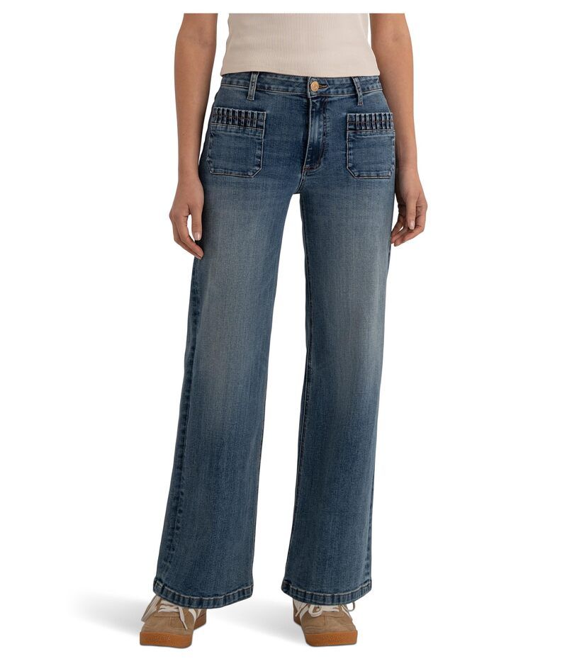 カットフロムザクロス レディース ボトムス デニムパンツ ワイドレッグ KUT from the Kloth Maya HighRise Wide Leg Patch Pockets With Ruc