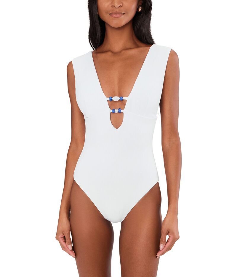 ベッカ レディース 水着 上下セット プリーツ BECCA Modern Edge Rib Mira Pleated VWire OnePiece White ホワイト