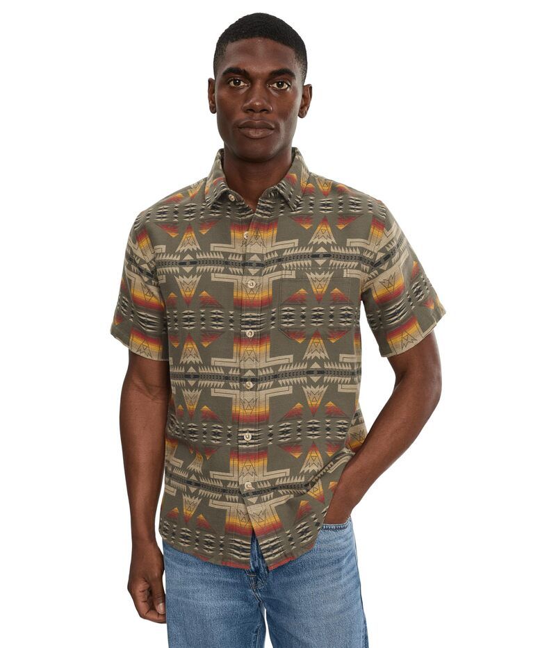 ペンドルトン メンズ トップス シャツ Pendleton Gateway Chamoishirt Short Sleeve Ponderosa Green グリーン