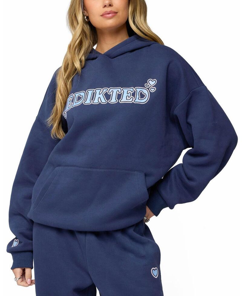 アディクテッド レディース アウター パーカー・スウェット Glitter Girl Edikted Hoodie Navy ネイビー