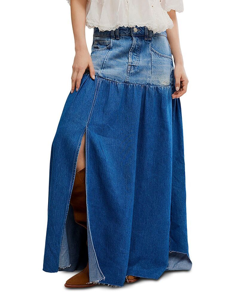 フリーピープル レディース ボトムスカート デニム マキシ Free People Good Company Mixedenimaxi Skirt Blessed デニム