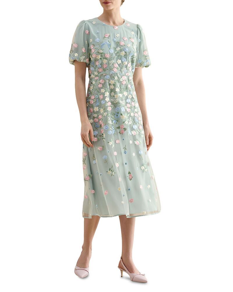 ホッブスロンドン レディース トップス ワンピース 刺繍 HOBBS LONDON Audra Embroideredress Green Multi グリーン