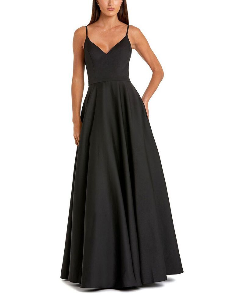 マックダガル レディース トップス ワンピース Vネック A ライン プチ スカート Mac Duggal Petite VNeck Ball Gown with Belted ALine Skirt
