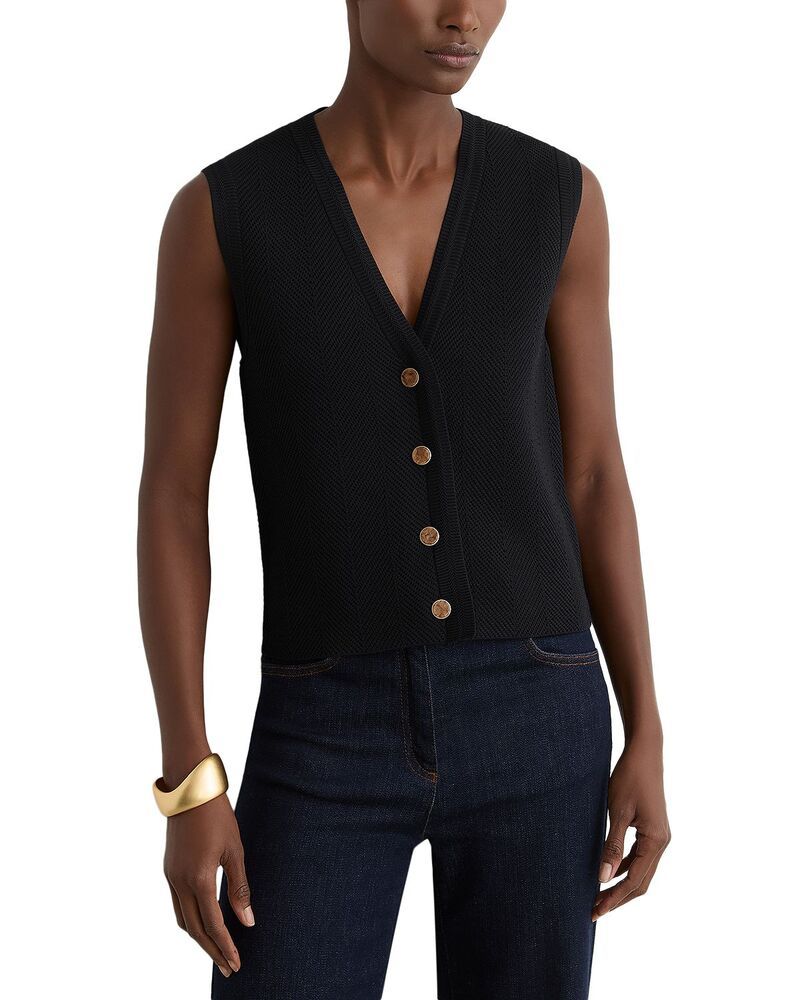 レイス レディース アウター コート REISS Ria Waistcoat Navy ネイビー