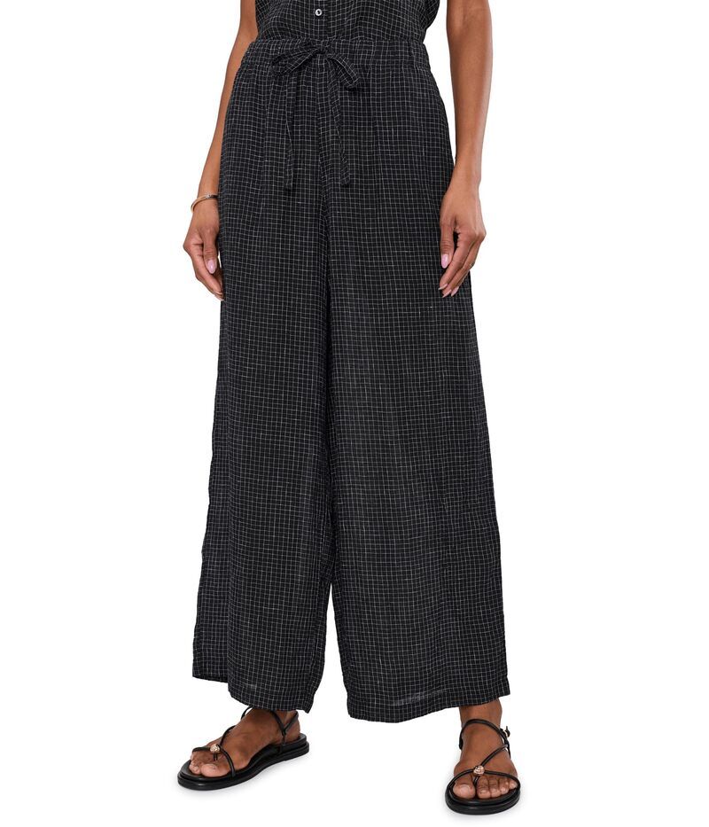 エイリーンフィッシャー レディース ボトムス カジュアルパンツ アンクル リネン Eileen Fisher Puckered Organic Linen Grid Wide Ankle Pants