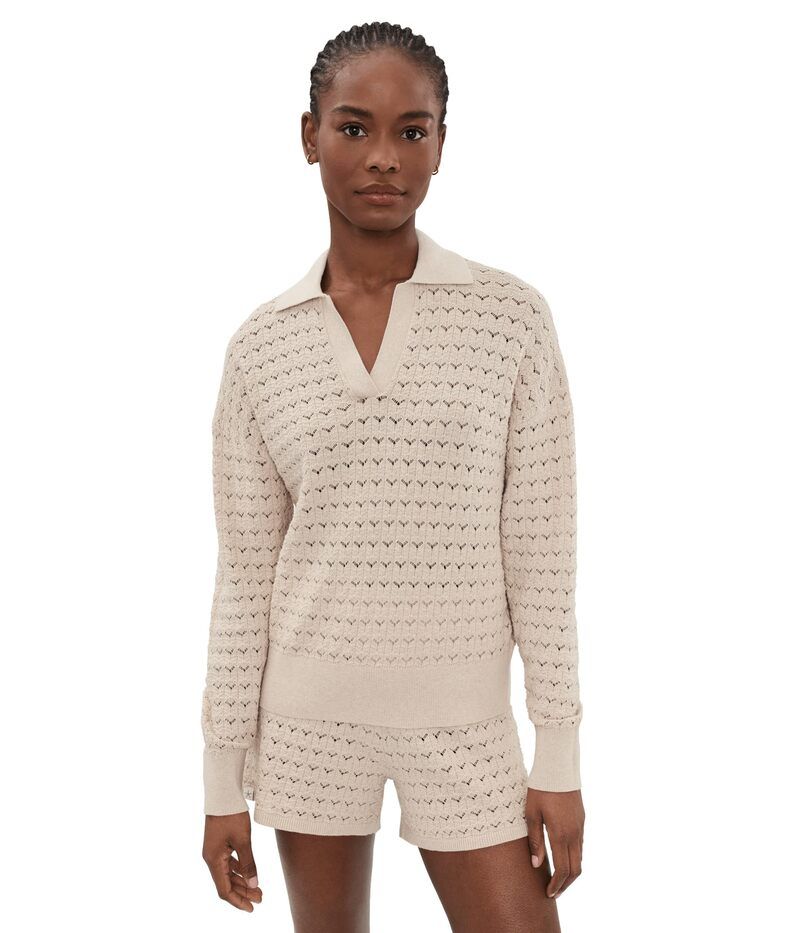 ベアフットドリームス レディース アウター ニット・セーター コットン Barefoot Dreams Heathered Cotton Tulipointel Collared Pullover H