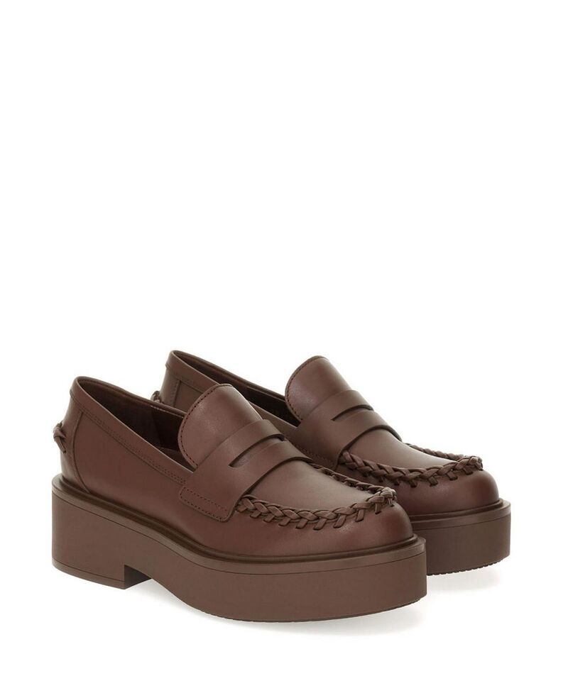 ジャンヴィト ロッシ レディース シューズ スリッポン・ローファー Gianvito Rossi Womens Yuna Loafer Brown Calf Leather ブラウン