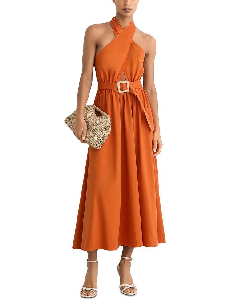 レイス レディース トップス ワンピース REISS Rowe Crossover Dress Orange オレンジ