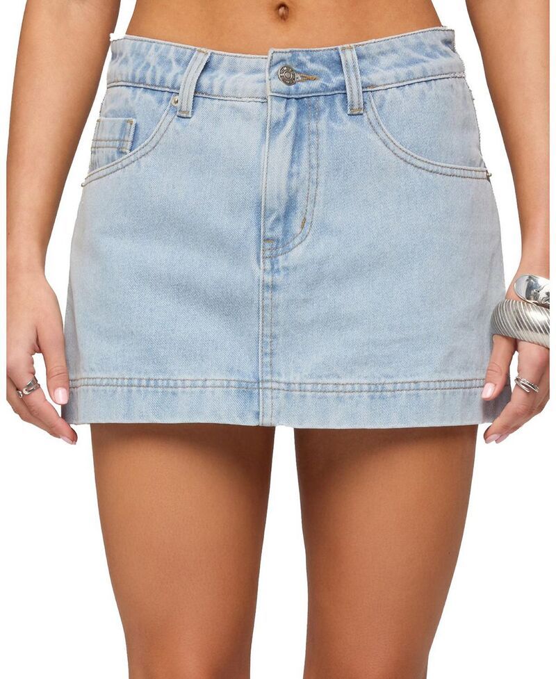 アディクテッド レディース ボトムスカート ミニ デニム Edikted Shanice Denimini Skort LightBlue ブルー