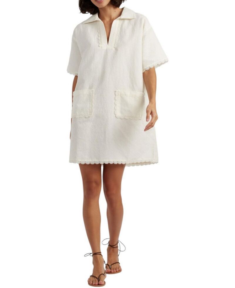 チンティアンドパーカー レディース トップス ワンピース リネン Chinti Parker Womens LinenBlend Scallop Tunic Dress Cream クリーム