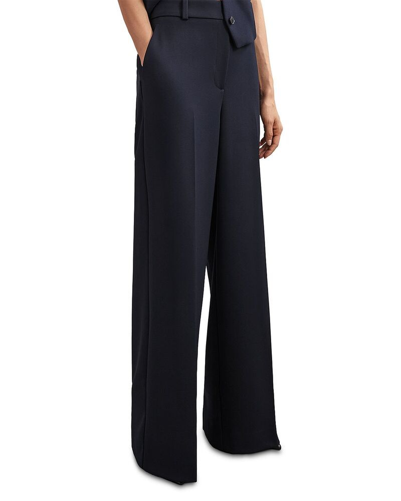 レイス レディース ボトムス カジュアルパンツ ワイドレッグ REISS Gabi Wide Leg Trousers Navy ネイビー