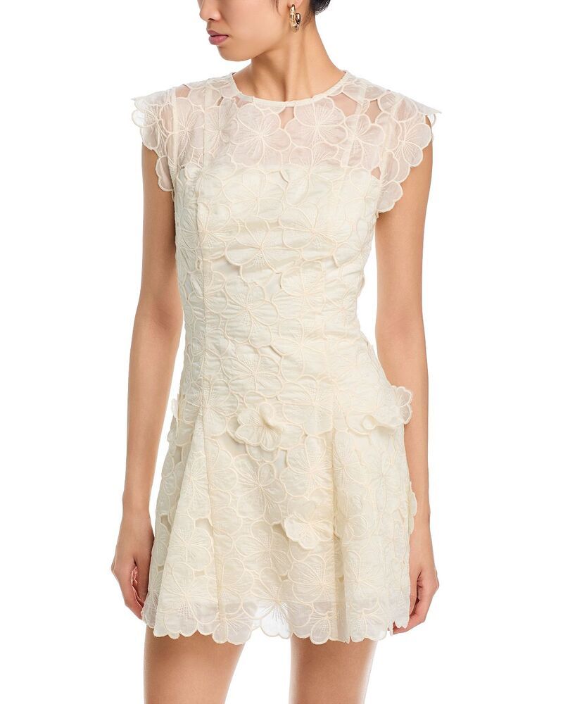 ミリー レディース トップス ワンピース ミニ 刺繍 MILLY Myla Embroidered Mini Dress Ecru エクリュ