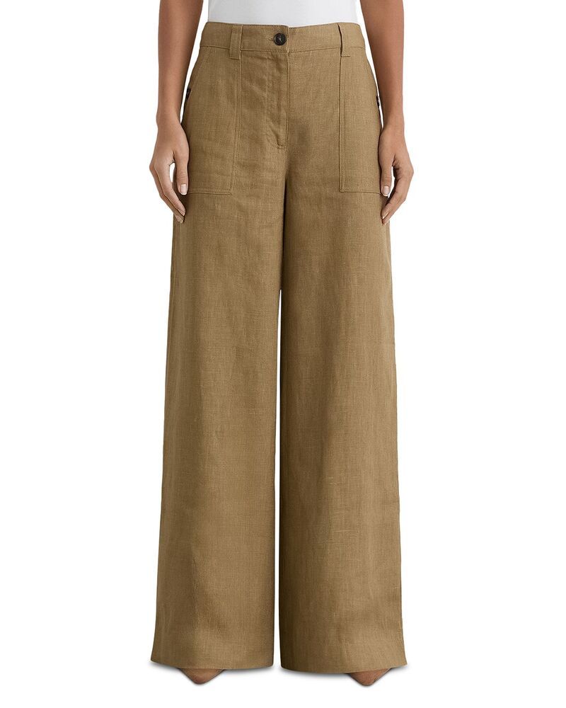レイス レディース ボトムス カジュアルパンツ ワイドレッグ リネン REISS Ashby Wide Leg Linen Pants Light Khaki カーキ