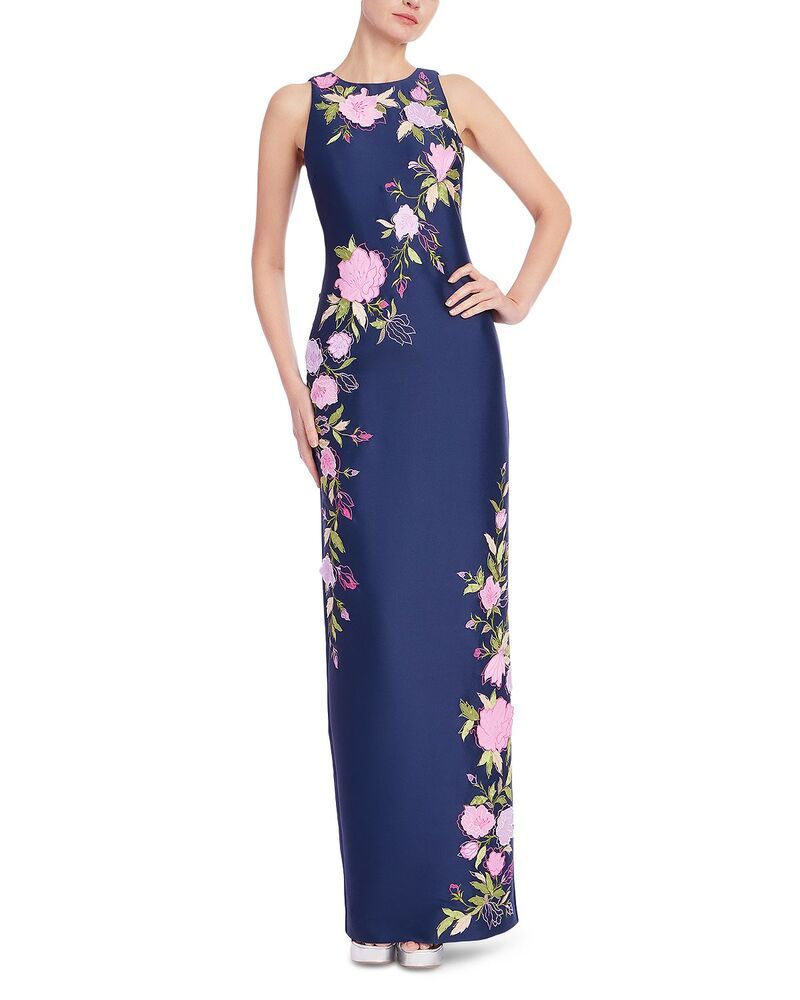 バッジェリーミシュカ レディース トップス ワンピース 刺繍 Badgley Mischkappliqud Embroidered Column Dress Navy ネイビー