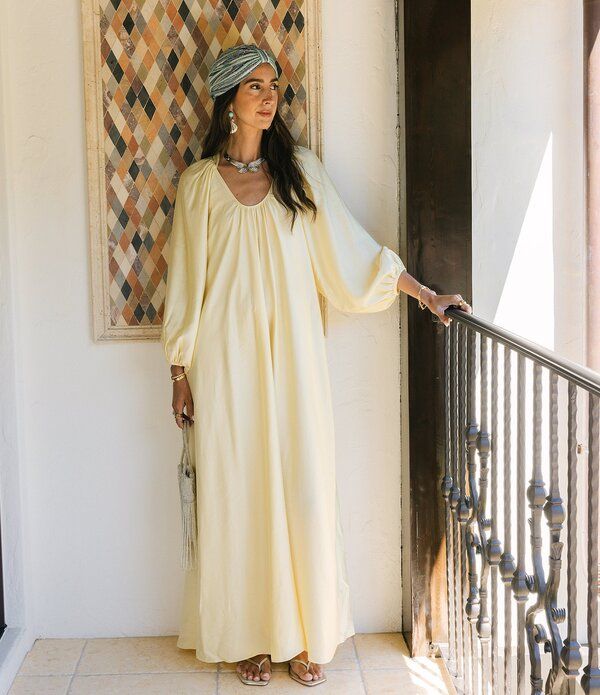アントニオ メラーニ レディース トップス ワンピース ギャザー マキシ Antonio Melani x Stephanie Covington Ashley Voile Ruched Scoop