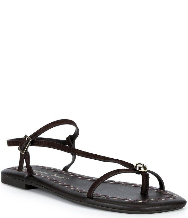 ジャンビニ レディース シューズ サンダル スエード Gianni Bini Joel Strappy Suede Metal Hardware Flat Sandals Dark Brown Roa