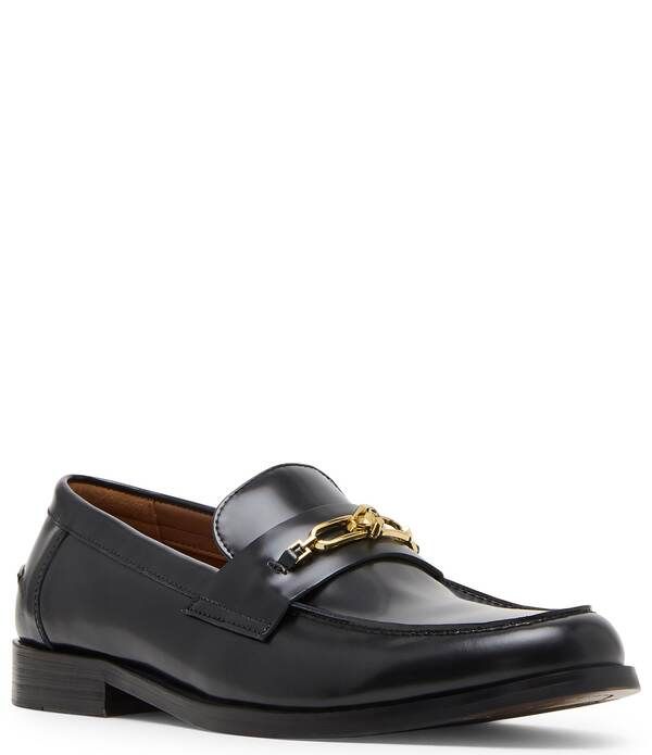 スティーブ マデン メンズ シューズ スリッポン・ローファー レザー Steve Madden Mens Norton Leather Bit Buckle Dress Loafers Black ブ