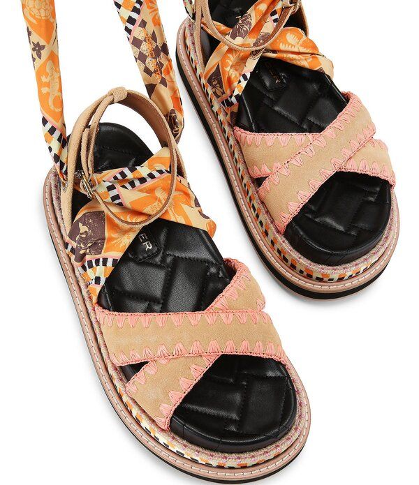 カートジェイガーロンドン レディース シューズ サンダル プラットフォーム プリント アンクル Kurt Geiger London Orson Printed Ankle Wrap Scarf Pl