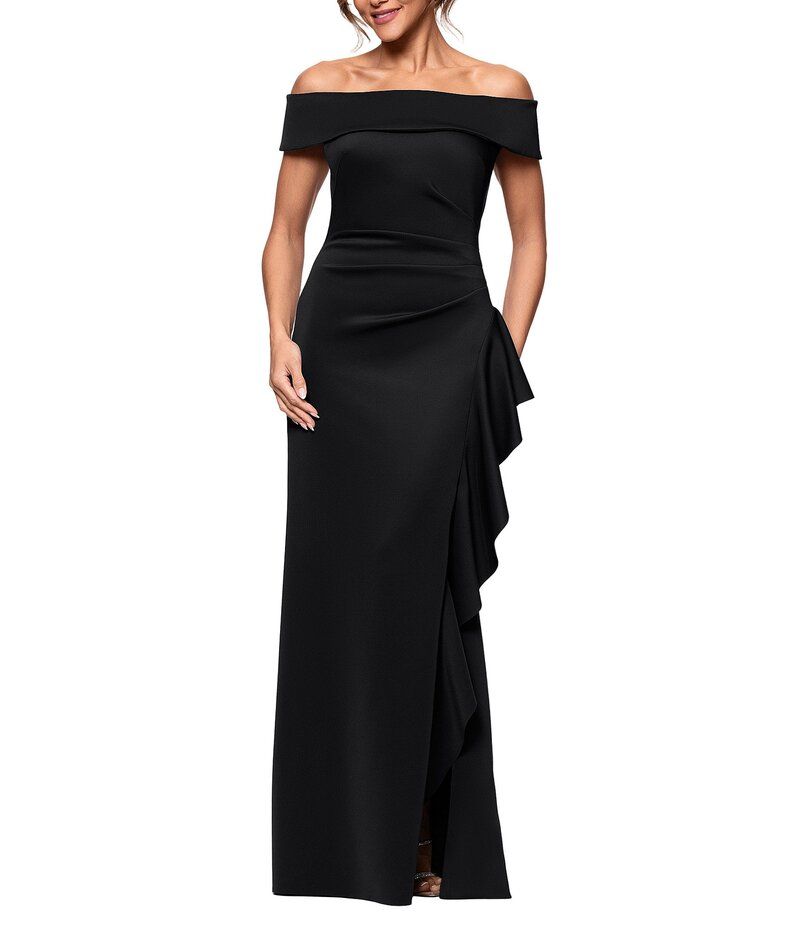 エスケープ レディース トップス ワンピース プチ フリル スキューバ Xscapetite Size Scuba Straight Neck Off The Shoulder Cascade Ruf