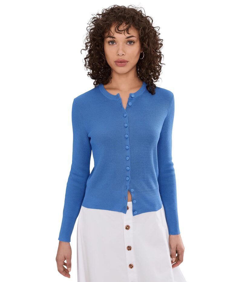 セセ レディース アウター ニット・セーター カーディガン CeCe Long Sleeve Button Front Cardigan Bellflower Blue ブルー