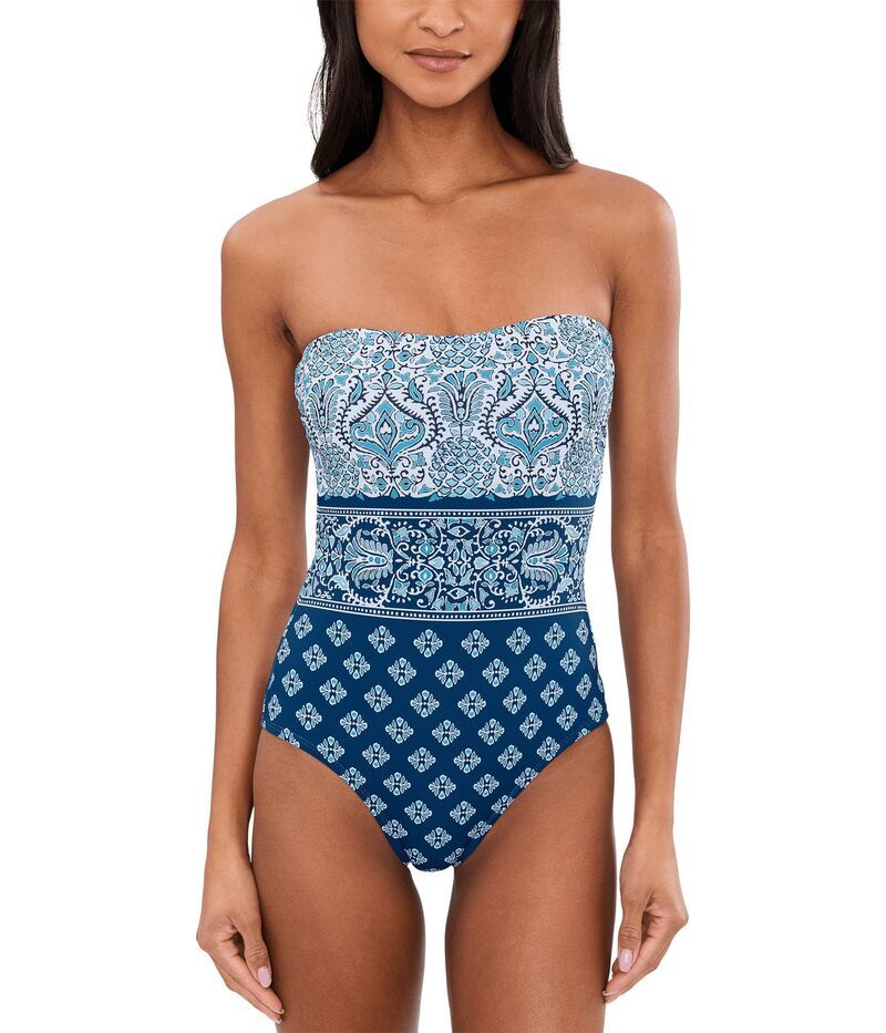 トッミーバハマ レディース 水着 上下セット Tommy Bahama Noble Pineapple Bandeau onepiece Indigo Tide インディゴ