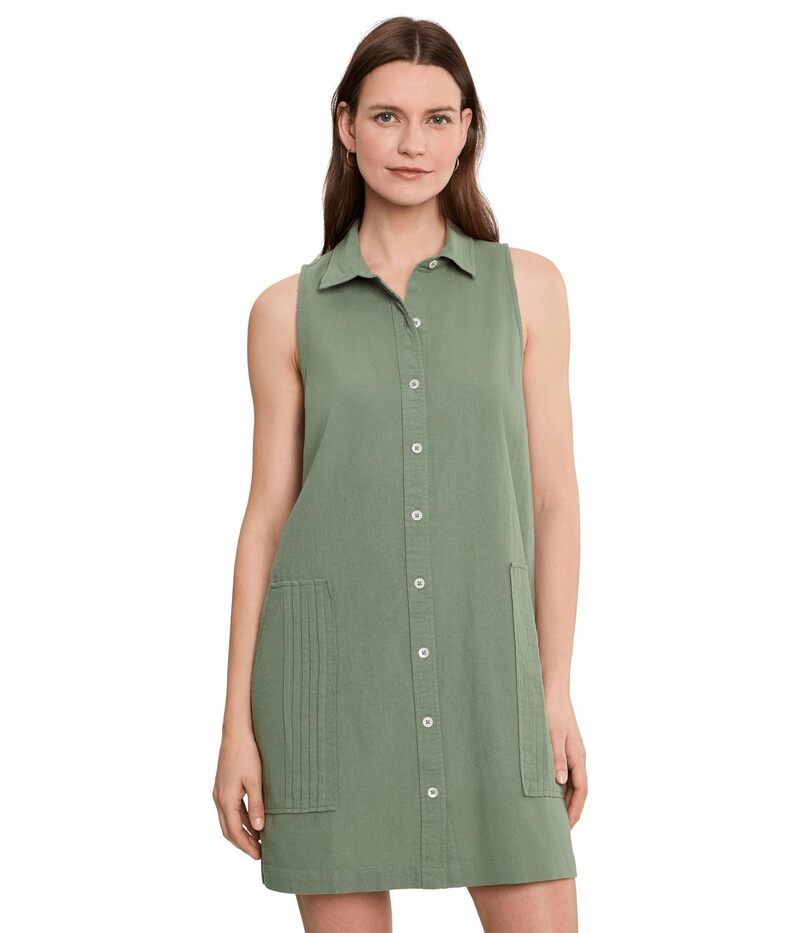 リラピー レディース トップス ワンピース ノースリーブ Lilla P Sleeveless Pleat Pocket Dressage セージ
