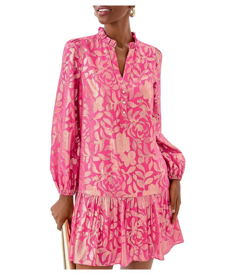 リリーピュリッツァー レディース トップス ワンピース シルク Lilly Pulitzer Evaline Silk Dressun Shell Pink Floral Bloom ピンク