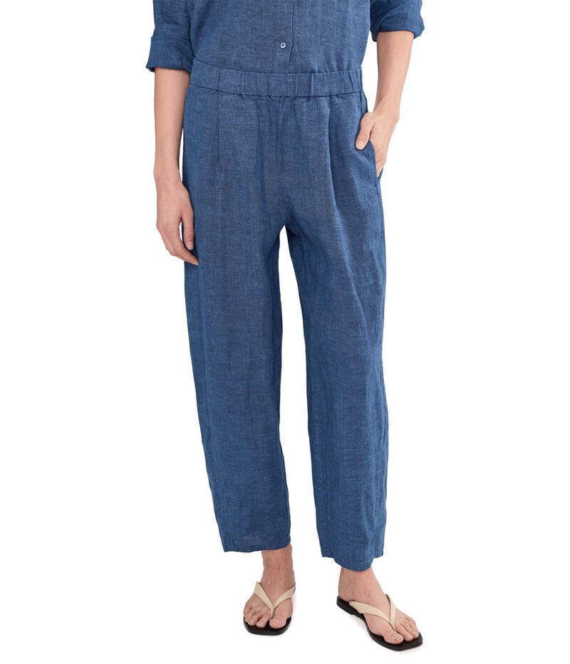 エイリーンフィッシャー レディース ボトムス カジュアルパンツ プリーツ アンクル リネン Eileen Fisher Washed Organic Linen Delave Ankle Pleate