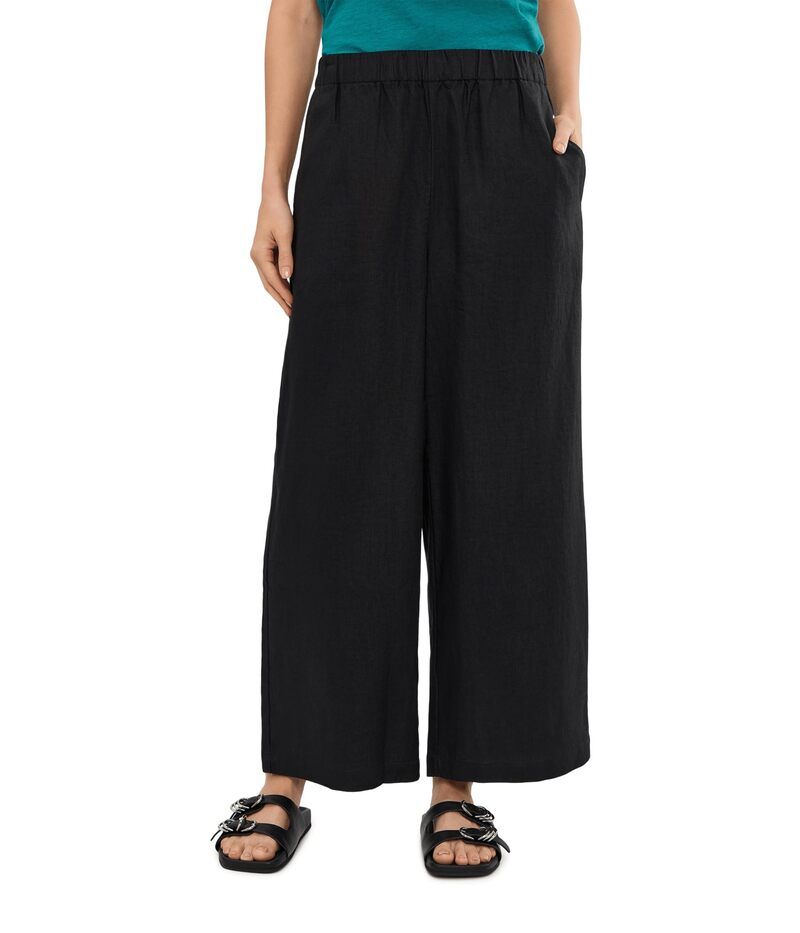 エイリーンフィッシャー レディース ボトムス カジュアルパンツ アンクル リネン Eileen Fisher Organic Linen Ankle Wide Pants Black ブラック