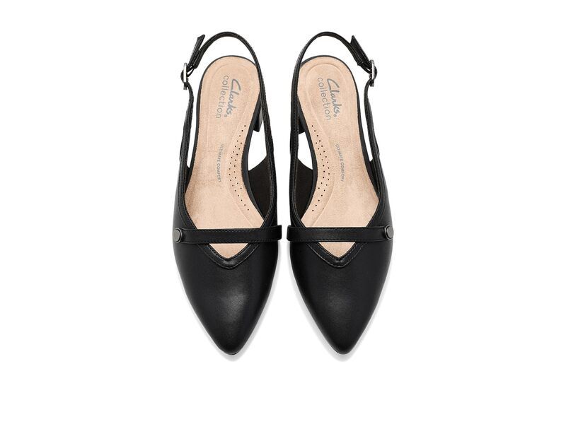クラークス レディース シューズ サンダル Clarks Natalyn Sling Black Leather ブラック - サムネイル