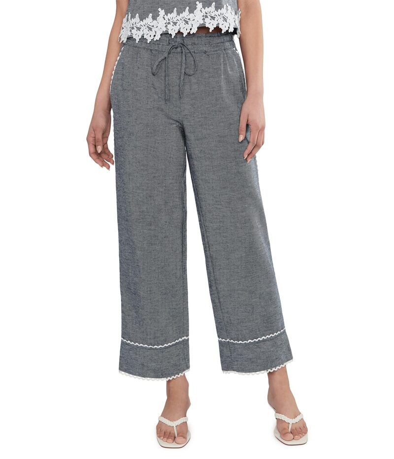 セセ レディース ボトムス カジュアルパンツ デニム リネン CeCe Linen Denim Elastic Waist Scallop Trim Pants Med Indigo インディゴ 17,836円