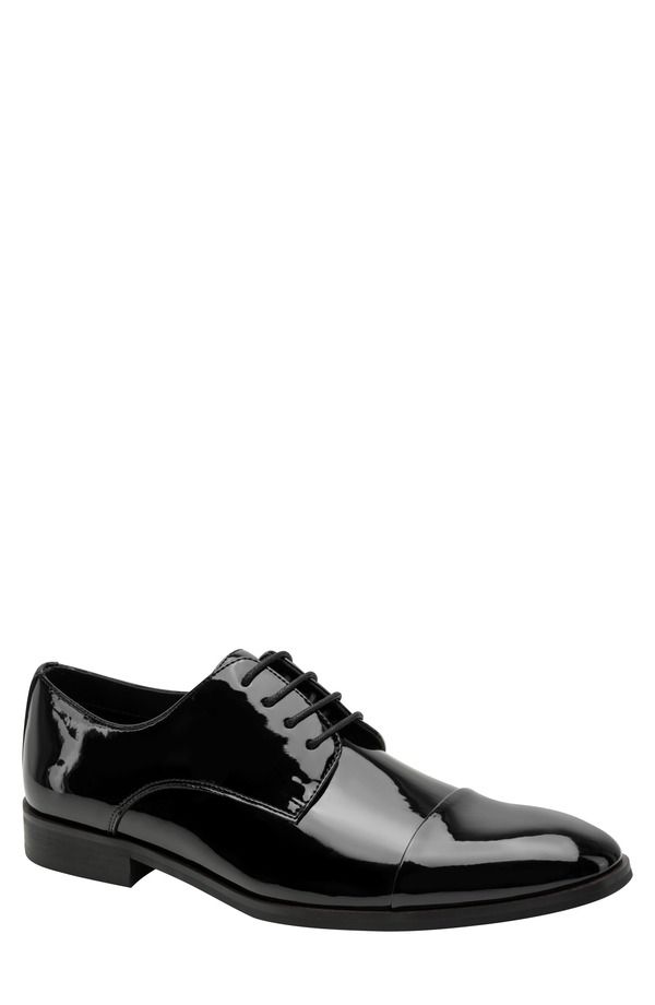 ケネスコール メンズ シューズ ダービー キャップ Kenneth Cole New York Henzer Patent Cap Toe Derby Black Patent ブラック