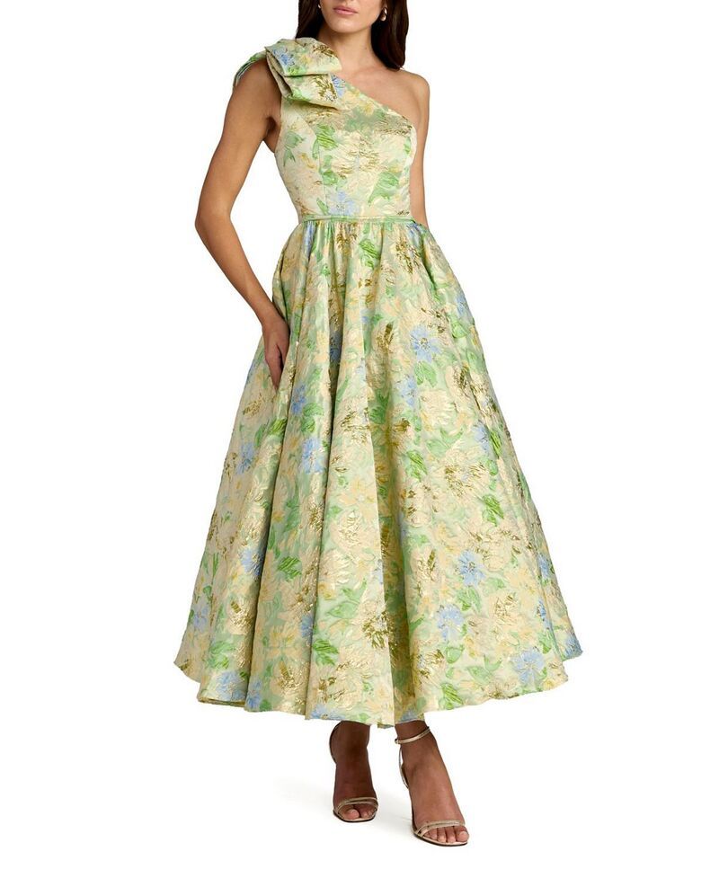 マックダガル レディース トップス ワンピース フラワー柄 ミディ ワンショルダー フラワー Mac Duggal OneShoulder Floral Brocade Midi Dress with