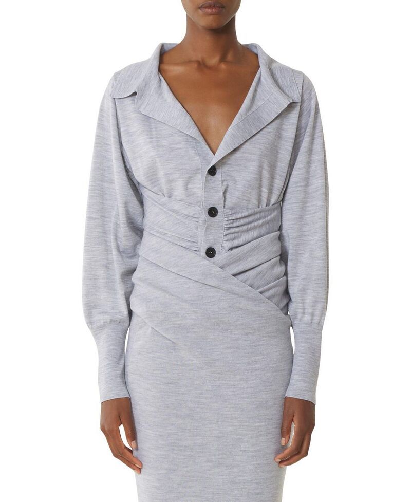 ランバン レディース アウター カーディガン ドレープ ウール Lanvin Draped Wool Cardigan Light Grey グレー