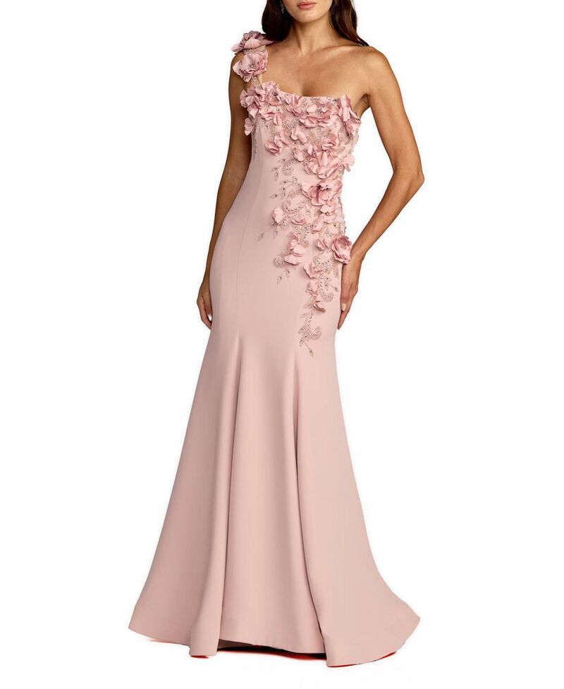 マックダガル レディース トップス ワンピース クレープ フラワー柄 フラワー Mac Duggal Crepe One Shoulder Floral Embellished Mermaid Eve