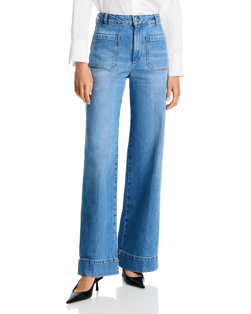 ヴィクトリア ベッカム レディース ボトムス デニムパンツ ワイドレッグ ジーンズ Victoria Beckham Alina High Rise Wide Leg Jeans in Worn Bl
