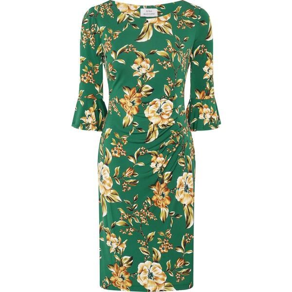 ジーナバッコーニ レディース トップス ワンピース フラワー柄 フラワー Gina Bacconi Yasmine Green Floral Dress Green Multi グリーン