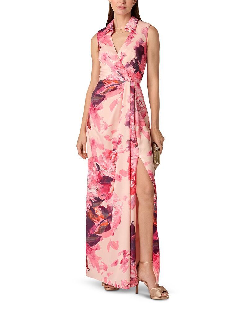 アイダンマットックス レディース トップス ワンピース プリーツ サテン Aidan Mattox Pleated Satin Dress Pink Multi ピンク