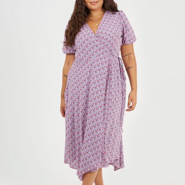 ブレーブソウル レディース トップス ワンピース フラワー柄 プラスサイズ プリント ミディ フラワー Brave Soul Plusize Wrap Midi Dress with Floral P