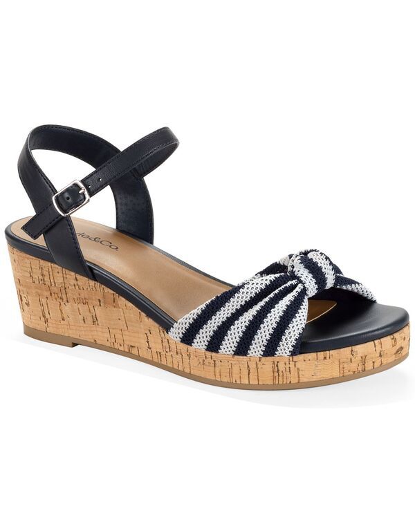 スタイルアンドコー レディース シューズ サンダル Style Co Womens Valleyy Knotted Front Wedge Sandals Blu Stripe ストライプ