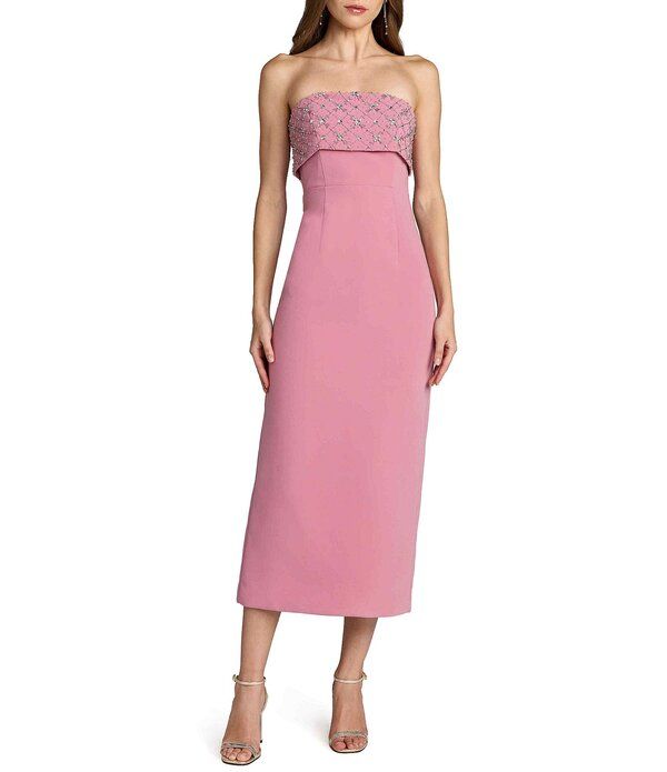 マックダガル レディース トップス ワンピース クレープ ストラップレス アンクル Mac Duggal Strapless Crepe Ankle Dress With Rhinestone Det