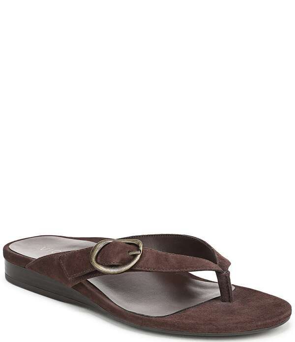 バイオニック レディース シューズ サンダル ミニ スエード Vionic Grove Suede Mini Wedge Thong Sandals Chocolate Ganache チョコレート